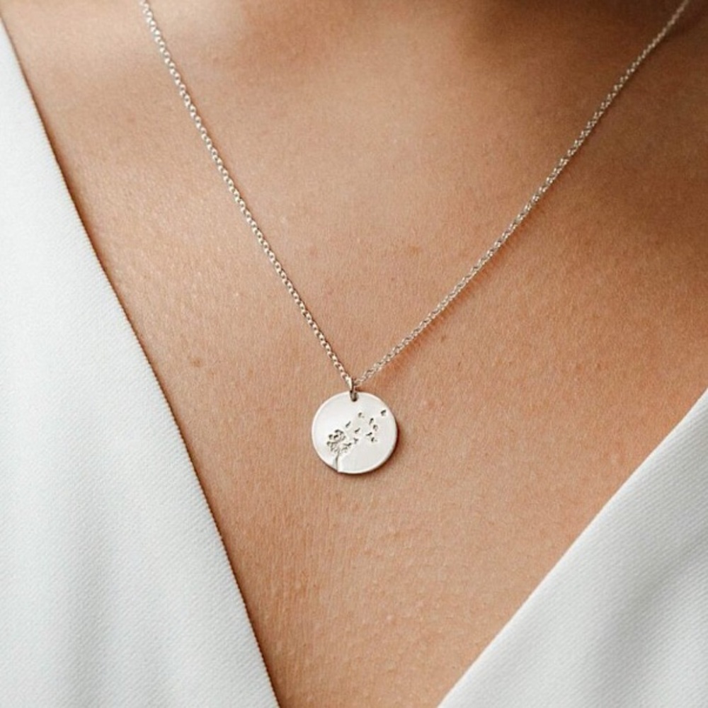 Dandelion Wish Minimal Boho Flora Charm Necklace